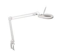 MAUL Lampe loupe LED MAULviso blanche à pince lumière du jour | grossissement précis, éclairage homogène sans ombre, bras métal stable, tête orientable, fixation gain de place
