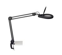 MAUL lampe loupe MAULviso | Lampe loupe à pince pour des travaux en atelier et au bureau | Eclairage avec 54 LED | Loupe eclairante avec 6.500 Kelvin et grossissement 1,75 fois | Blanc