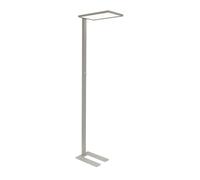 MAUL Lampe sur pied LED MAULcano Argent bureau dimmable design alu | Éclairage direct et indirect, intensité ajustable, blanc neutre confortable, base stable compacte