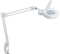 MAUL lampe loupe MAULviso | Lampe loupe à pince pour des travaux en atelier et au bureau | Eclairage avec 54 LED | Loupe eclairante avec 6.500 Kelvin et grossissement 1,75 fois | Blanc