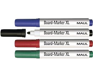 MAUL Marqueurs Feutre Effacable pour Tableau Blanc ''XL'' Pointe Large Ronde 2-2.5 mm Assortis 4 Pièces 6382799