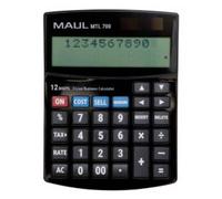 Maul Calculatrice MTL 700 | Calculatrice avec Fonctions commerciales | Écran à 12 Chiffres avec 2 Lignes | Fonction de Marge de coût | Solaire/Batterie | 15,5x11,5x2,5 cm | Noir