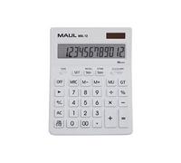MAUL Calculatrice de bureau MXL 12 – 12 chiffres, solaire et pile – Blanc, 155×205×35 mm
