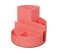 MAUL organisateur de bureau MAULrundbox 140x125mm | Organiseur stylé à 6 compartiments | Pour ranger stylos, ciseaux et carte de notes | Rangement pratique pour le bureau | Touch of Rose