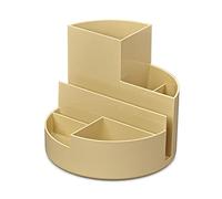 MAUL Organiseur de bureau MAULrundbox 140 x 125 mm | Organiseur élégant avec 6 compartiments | Pour ranger stylos, ciseaux et cartes de notes | Rangement pratique pour bureau et bureau | Beige