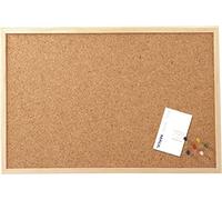 MAUL Panneau d'affichage marron liège cadre bois 40x60 | Surface épinglable, format portrait ou paysage, pose murale rapide, punaises et fixation incluses