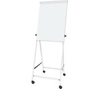 MAUL Paperboard MAULoffice 70 x 100 cm, Tableau Blanc Stable avec 4 Pieds et Roulettes, Tableau Réglable en HAuteur, Chevalet Bureau avec Bac de Rangement pour Marqueur et Promarker, Gris