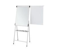MAUL paperboard MAULpro 69x100,5cm | Tableau blanc avec 4 pieds et roulettes | Tableau réglable en hauteur | Tableau avec grand bac de rangement pour marqueur, promarker et stylo feutre | Gris