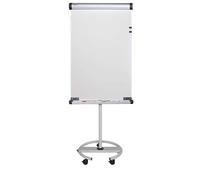 MAUL Paperboard MAULsolid Flip2Use 66 x 97 cm, Tableau Blanc Mobile avec 5 Roulettes et Pied Rond, Tableau Rotatif avec Grand Bac de Rangement pour Marqueur, Promarker et Stylo Feutre, Gris