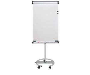 MAUL Paperboard MAULsolid Flip2Use 66 x 97 cm, Tableau Blanc Mobile avec 5 Roulettes et Pied Rond, Tableau Rotatif avec Grand Bac de Rangement pour Marqueur, Promarker et Stylo Feutre, Gris