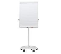 MAUL Paperboard mobile MAULoffice Tableau magnétique blanc réglable | 5 roulettes freinées, hauteur ajustable, surface aimantée, structure acier stable, porte-bloc flexible, bac intégré