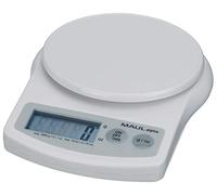 MAUL pese lettre MAULalpha 18,8 x 14,1 x 3,7 cm | Balance stable jusqu'à 5kg | Grande surface de pesage Ø 12,4 cm | Mise à zéro automatique et arrêt automatique | Piles incluses | Blanc