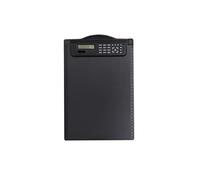 Maul Porte-Bloc avec Calculatrice, Porte-Bloc Din A4, Calculatrice Solaire Intégrée avec Écran à 8 Chiffres, Porte-Bloc Multifonction avec Calculatrice, pour Bureau et Lieu de Travail, Noir