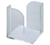 MAUL porte bloc cube en acrylique 9x9cm | Organiseur de bureau pour papier, fiches et feuille | Boîte stylé pour bureau, petit table et étagère | Prélèvement de deux côtés | Transparent