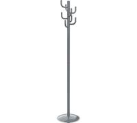 MAUL Portemanteau MAULpolaris Lite 36,5 x 36,5 x 177 cm | Peu encombrant avec 8 crochets | Portemanteau d'entrée pour bureau, hall d'accueil | stable en acier | Gris
