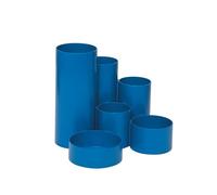 MAUL pot a crayon MAULtubo Recycling | Ø15x12,5 cm | Pot a crayon bureau en plastique recy vec 6 carquois | Organiseur de bureau pour crayons, pinceaux et ciseaux | Rangement bureau | Bleu