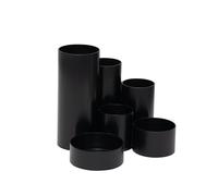 MAUL Pot à crayons noir MAULtubo Recycling Rangement bureau 6 compartiments | tri net des stylos, accès rapide, format compact, finition mate élégante, cases polyvalentes