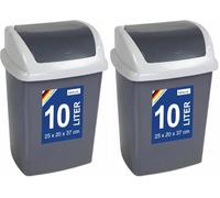MAUL Poubelle 10 L MAULswing gris foncé couvercle basculant bureau (Lot de 2)