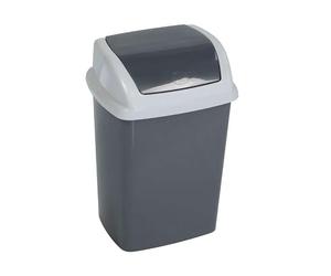 MAUL Poubelle bureau MAULswing 5 L gris foncé couvercle basculant | Ouverture à une main, odeurs limitées, format compact, plastique robuste, nettoyage facile, design discret
