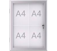 MAUL Vitrine A4 MAULexcite, Vitrine avec 4 Pages A4, Tableau d'Information avec Cadre en Aluminium et Porte en Verre, Construction Plate Peu encombrante, Verrouillable avec Serrure, Aluminium