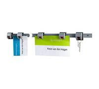 MAUL Rail Mural pour Pinces à Rouleaux, avec 4 Pinces à Rouleaux, Matière Plastique Insensible aux Chocs, 100 x 3, 8 cm, Gris