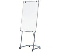 MAUL Tableau Blanc 2000 MAULpro 120 x 75 cm, Tableau Blanc Magnétique Mobile en Aluminium, Réglable en HAuteur sur 5 Niveaux, Tableau avec Bac de Rangement pour Marqueur et Promarker, Gris