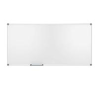 MAUL Tableau blanc MAULpro cadre aluminium gris 100 x 200 cm | surface émaillée résistante, écriture fluide, nettoyage rapide, aimants pratiques, fixation ajustable, bac inclus