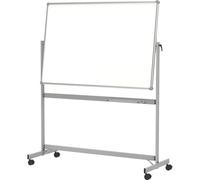 MAUL Tableau blanc mobile MAULpro gris 100 x 120 cm recto verso | écriture fluide, notes aimantées, pivot 360°, 4 roulettes verrouillables, accessoires à portée de main