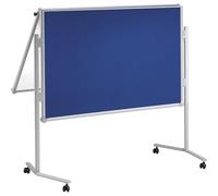 MAUL Tableau de réunion MAULpro bleu blanc rabattable polyvalent | écriture effaçable, dos textile punaisable, roulettes freinées, format compact, accessoires inclus