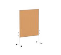 MAUL Tableau liège mobile MAULsolid brun double face sur roulettes | surface auto-réparatrice, cadre aluminium, stable au bureau, freins pratiques, aussi séparateur d’espace