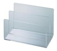 MAUL porte carte en acrylique | Organiseur de bureau élégant pour carte et carte postale | Organisateur avec 2 compartiments | Rangement bureau stable pour bureau et table | Transparent