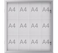 MAUL vitrine A4 MAULexcite | Vitrine avec 12 pages A4 | Tableau d'information avec cadre en aluminium et porte en verre | Construction plate peu encombrante | Verrouillable avec serrure | Aluminium