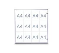 MAUL Vitrine A4 MAULextraslim, Cadre A4 avec 12 x Pages Din A4, Cadre en Aluminium et Porte en Verre, Vitrine Murale avec Construction Plate, Verrouillable avec Serrure, Aluminium