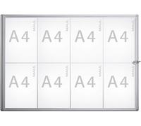 Maul Vitrine A4 MAULextraslim | Cadre A4 avec 8X Pages Din A4 | Cadre en Aluminium et Porte en Verre | Vitrine Murale avec Construction Plate | Verrouillable avec Serrure | Aluminium