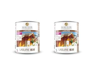 MAULER Lasure bois Châtaignier 1L satiné - Glycéro ne pèle pas, ne s'écaille pas. Résines alkydes à l'huile : très haute durabilité & sans coulure, qualité PRO B35 (Lot de 2)