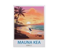 Mauna Kea, Hawaii - Affiches de Voyage Vintage pour Le Surf,Puzzle 1000 Pièces, Convient pour Adultes Et Enfants Puzzle À Partir De 8 Ans , Jeu D'adresse pour La Famille(38x26cm)-CJ62