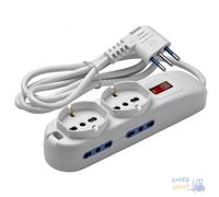 Maurer MultiPrise 6 Sorties Fiche 2P+T 10A Prises Bipasso + Schuko Interrupteur