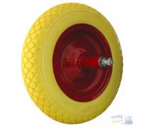 Maurer Roue En Polyuréthane Pleine Jaune Pour Brouette Disque Fer Axe Cm 26