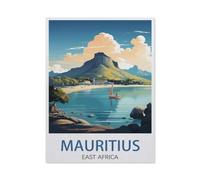 Maurice, Afrique de l'est, Affiche de Voyage Vintage,1000 Pièces Puzzle en Papier Créatif Éducatif Jigsaw Puzzle Jouet Anti-Stress pour Adultes Enfants Bricolage Jeux Parent-Enfant(38x26cm)-BC37