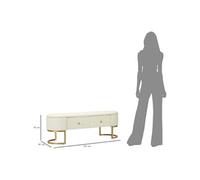 Mauro Ferretti - Banc effet matelassé avec 2 tiroirs Sharon 120 x 40 x 43 cm