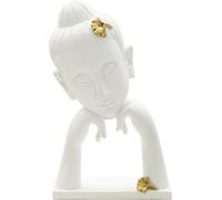 Mauro Ferretti Buste de Bouddha 21,5x13x36 cm or blanc