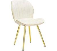 Mauro Ferretti Chaises en tissu Paris 77 cm Lot de 2 Crème & Or