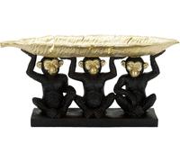 Mauro Ferretti décoratif singe trio figure avec bol feuille 43x15,7x20 cm noir or