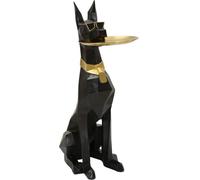 Mauro Ferretti décoration chien Ory avec plateau 30x64x91 cm noir or