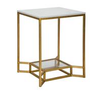 Mauro Ferretti Double table d'appoint en marbre 47x47x60 cm or blanc