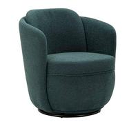 Mauro Ferretti Fauteuil pivotant Torino Ottanio Iron, bleu sarcelle, or et noir, 70 x 72 x 75 cm