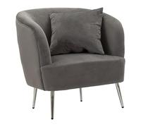 Mauro Ferretti Fauteuil Silvery avec coussin 73 x 66 x 78 cm velours gris et argent