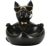 Mauro Ferretti figurine boule de chien décorative avec bol 18.5x20.5x20 cm noir or