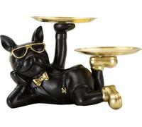 Mauro Ferretti figurine décorative chien Rover avec plateau 23,5x13x18,5 cm noir or