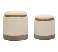 Mauro Ferretti Italian Design Ankara Lot de 2 poufs de Rangement avec Plateau, Marron et crème, Ø 40 x 47 cm et Ø 34 x 40 cm